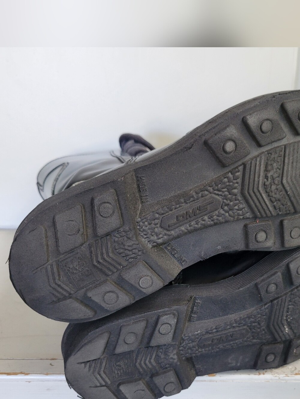 Vintage Dr Martens 9813 Combat Boots UK 6 Black Tall 14-Eye Lace Up Made England - Picture 11 of 14